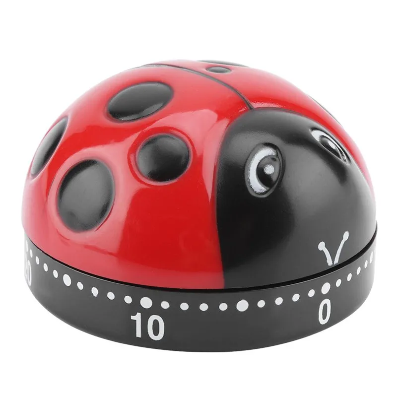 Kitchen Timer 60-Minute Funny Ladybug-Shaped Rust-Proof Mechanical Alarm Clock Durable Kitchen Cooking Reminder Timer Tools 2021