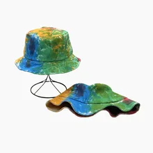 

2021 custom spring new tie-dyed hats outdoor sunshade hats for men and women personality rainbow fisherman hats