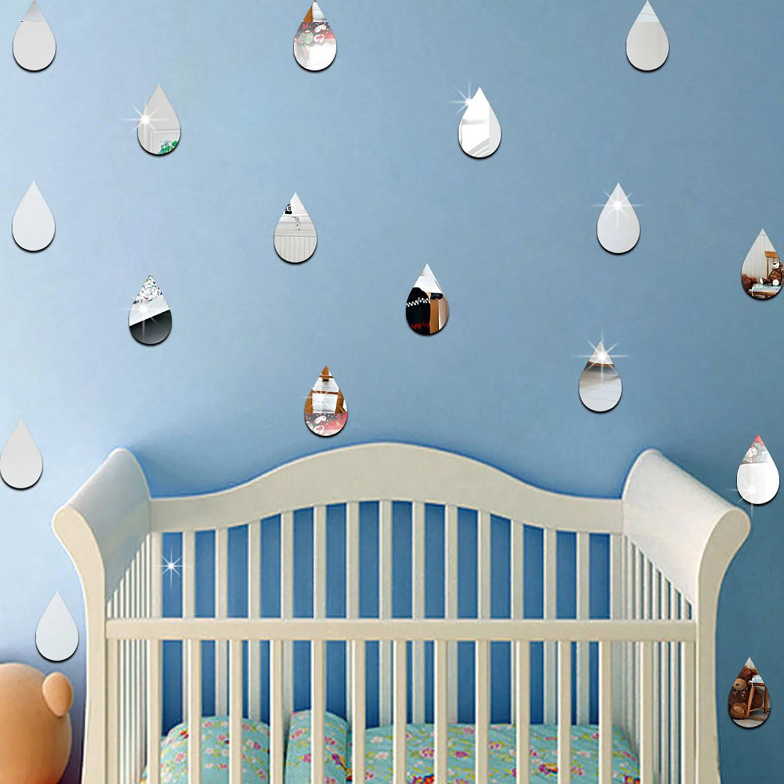 3D Water Droplets Shape Mirror Wall Sticker Decal Living Room Home Decor Art DIY Raindrope 22pcs Vinyl Wallpaper Removable