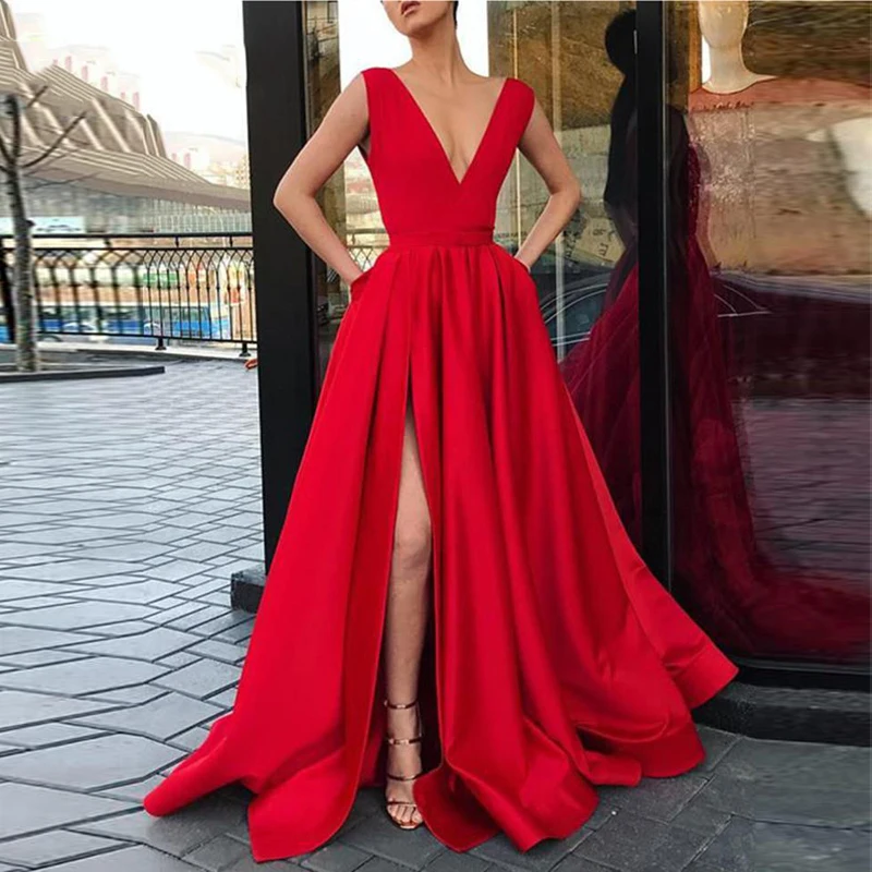 Платье для выпускного вечера длинное сексуальное атласное Vestido formatura размера