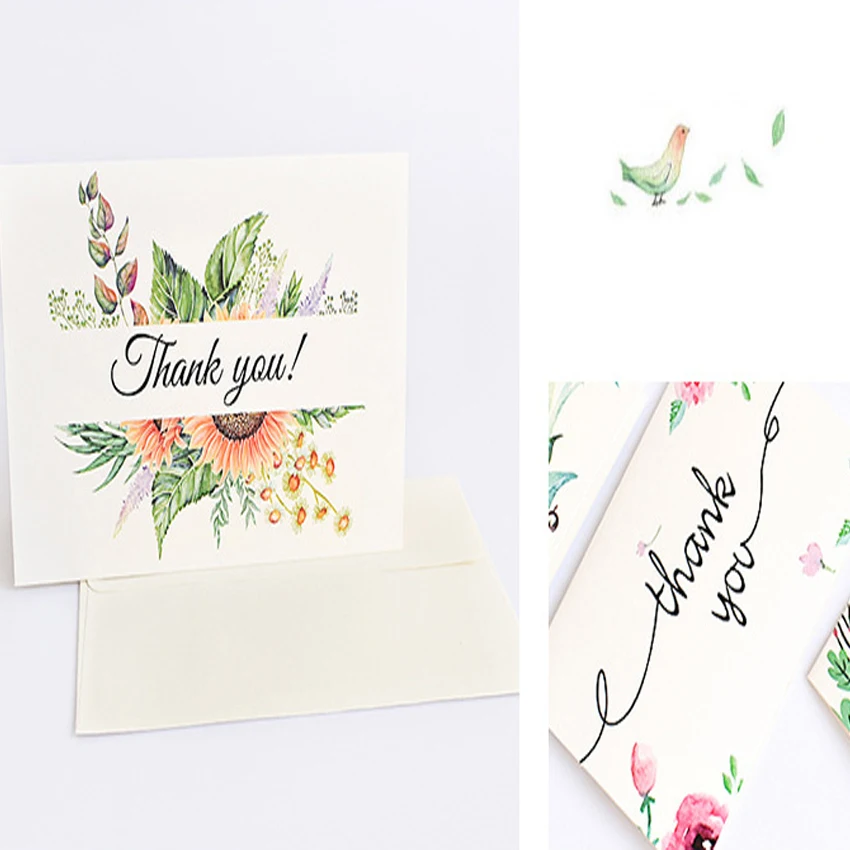  1pack/lot Beautiful Flower Paper Greeting Card Suit Party invitation Supply White Cover 6 Greeting  - 4.0006E+12