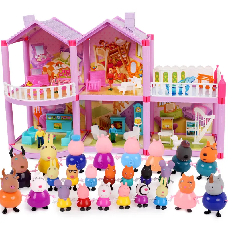 

Peppa Pig Little George Toy House Set George Friends Cartoon Anime Action Character Scene Reality Model Birthday Child Boy Girl