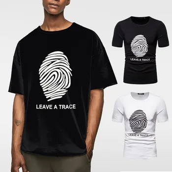 

YT050 Summer Men's Clothing Large Short-Sleeved T-shirt European Size Round Neck Leave Traces Printed Half Sleeve Shirt