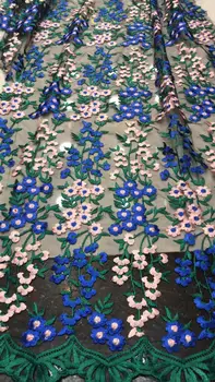 

top quality Modern design French net lace fabric African Flower mul ti color embroidery tulle lace fabric for ladies dress