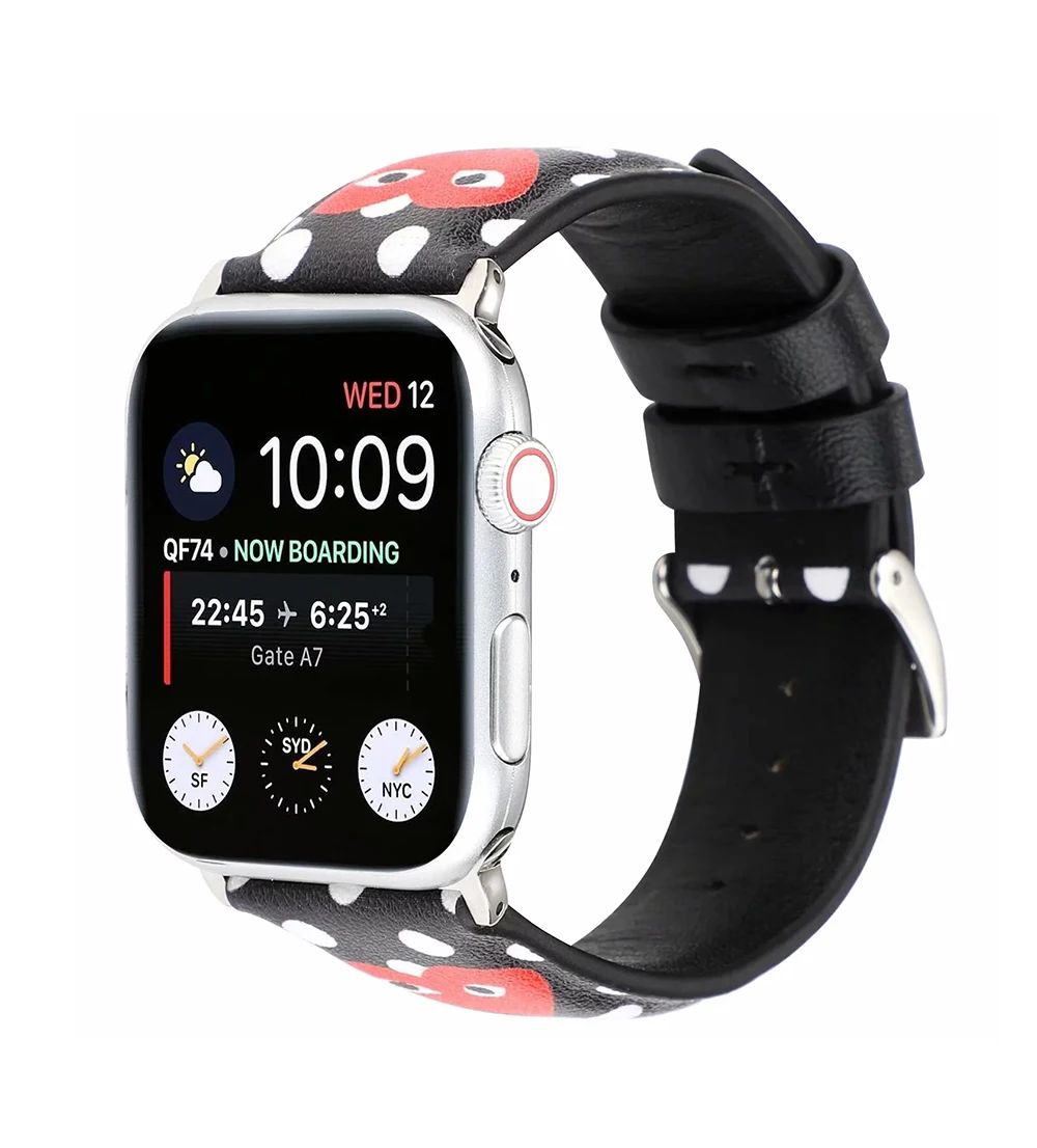 UEBN печать кожаный ремешок для apple watch 38 42 40 44 мм Классическая пряжка кожаный ремень для iwatch серии 4 3 2 1 ремешки для часов