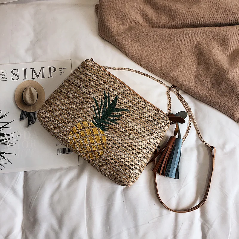 

Female Straw Beach Bag Crossbody Bags For Women 2019 Summer Wicker Designer Handbags Ladies Rattan Shoulder Messenger Bag Sac A