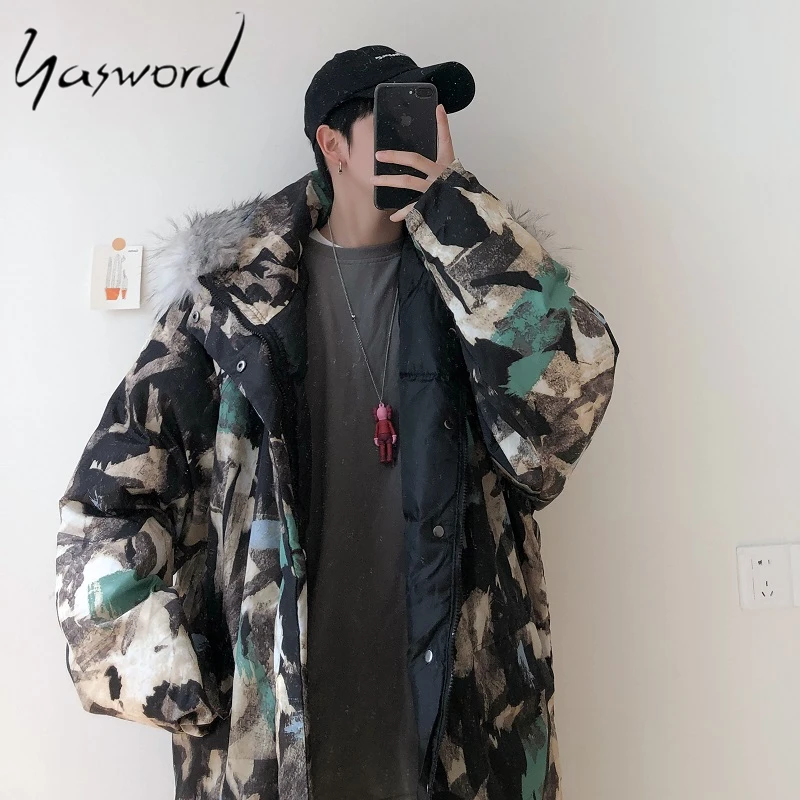 Yasword, Мужская парка, плотное пальто, зимние тренчи, камуфляжные цвета, длинные, стильные, теплые, ветрозащитные, с капюшоном, с хлопковой подкладкой, пальто