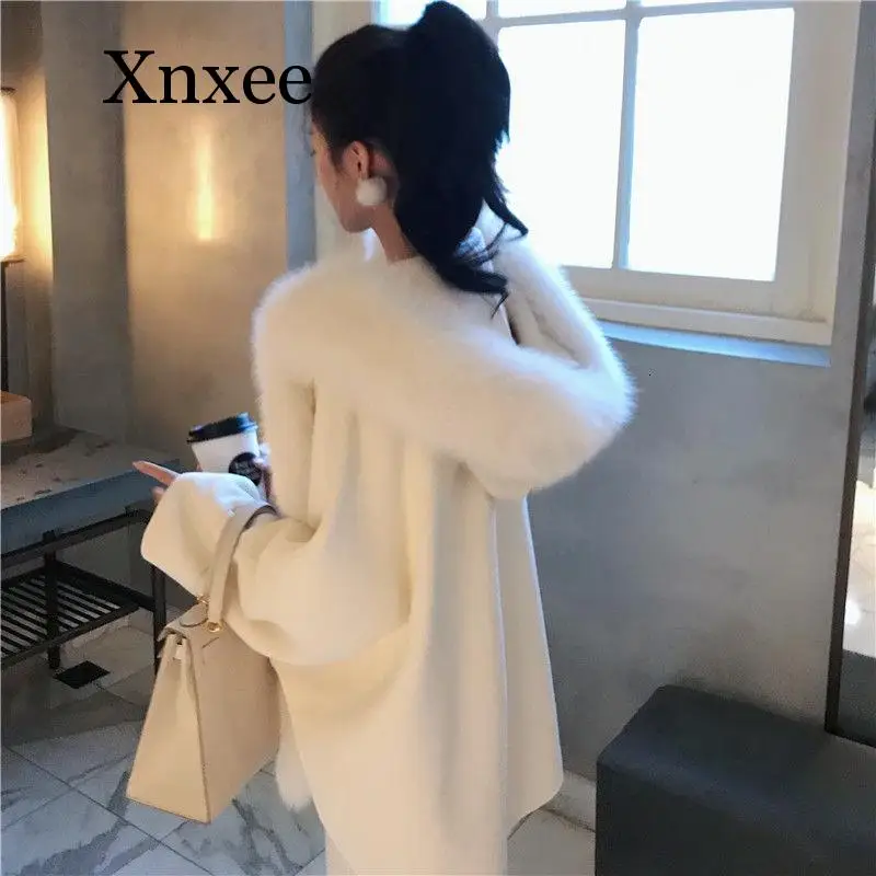 2020 New Women Winter Fashion Loose Faux Fox Fur Poncho Cape Coat Big Collar Shawl Cloak Knit Cashmere BatSleeve Pashmina Wraps