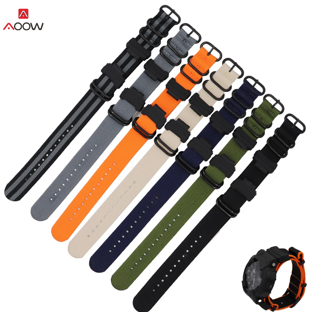 Нейлоновый ремешок NATO для часов Casio GD 110/ 100/120 GA 100/110/400 DW 5600 черный с пряжкой