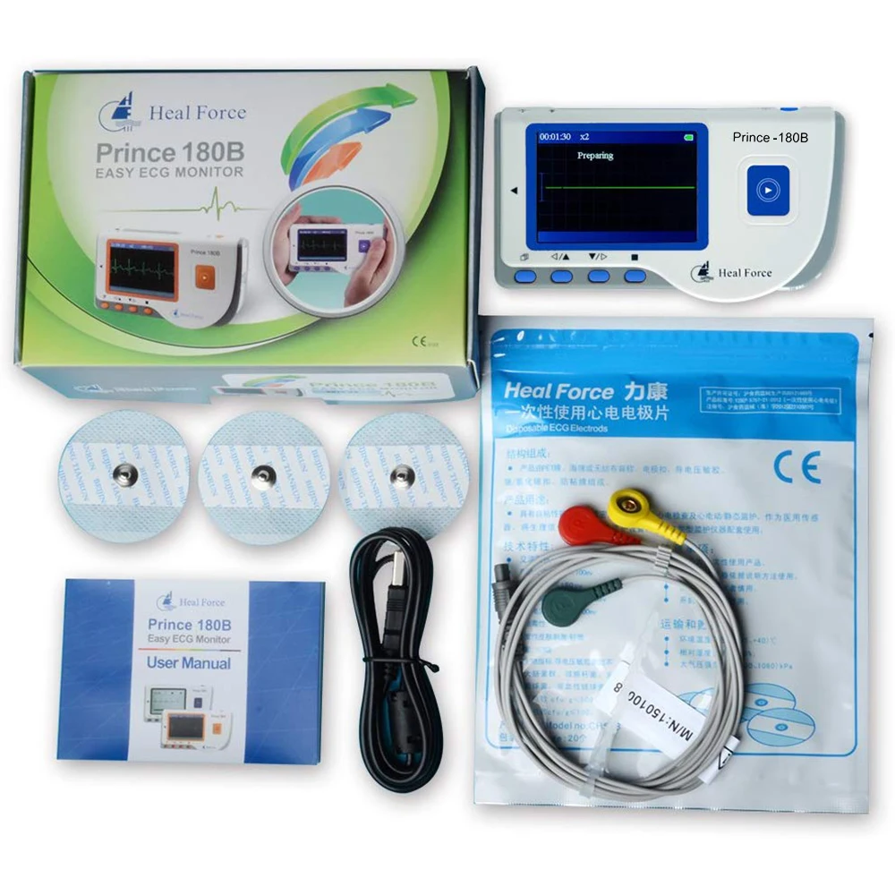 Heal Force медицинский Портативный Легкий ЭКГ монитор Хо использовать держать использовать монитор сердечного ритма с USB кабелем электрода Pad провода