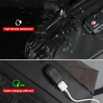 No Key Anti theft TSA Lock Fashion Men Backpacks 15.6inch USB   2