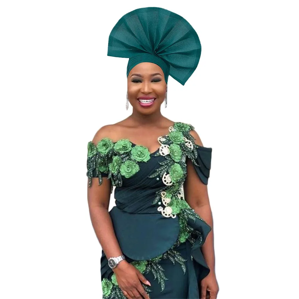 Вентилятор aso oke головной убор Африканский aso oke головной убор вентилятор авто геле aso ebi нигерийские головные аксессуары модный головной убор