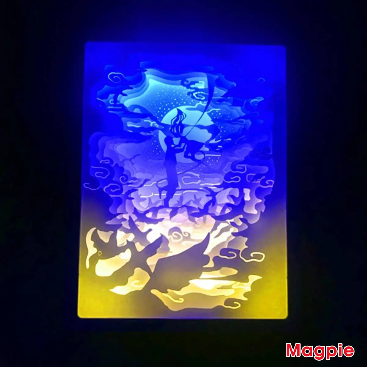 Magpie Хэллоуин Рождество 3D Бумага резьба свет светодиодный ночник прикроватный стол настольная лампа резные CreativeGifts дети спальня домашний декор - Испускаемый цвет: Magpie