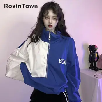 

2020 New Hoodie Women Streetwear Stand Collar Zipper Lettered Korean Style Thin Type For Spring Autumn Sweatshirt Free Shipping
