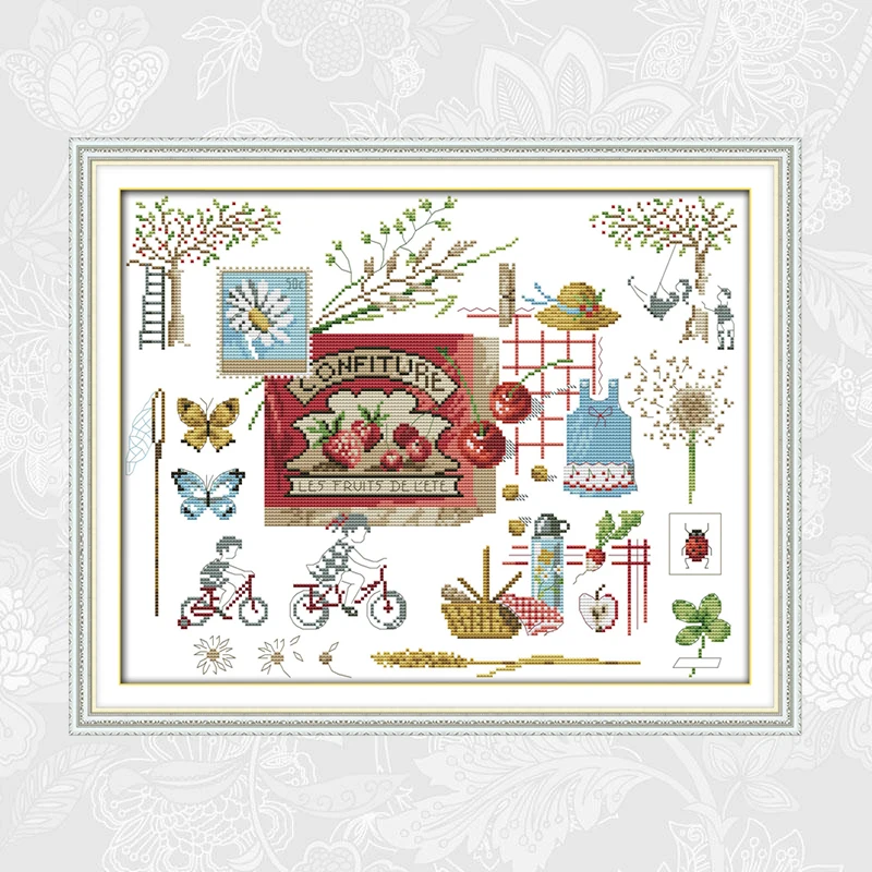 

Grow Strawberries Counted Print on Cross Stitch kits Sale, Embroidery Needlework Set, Home Decoration Send Accessory Tools