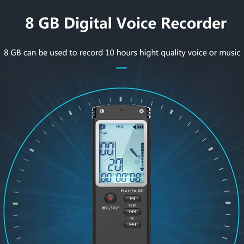 Диктофон 8 Гб USB аудио рекордер с MP3-плеером, маленький и портативный цифровой диктофон с HD записью, двойной микрофон#5