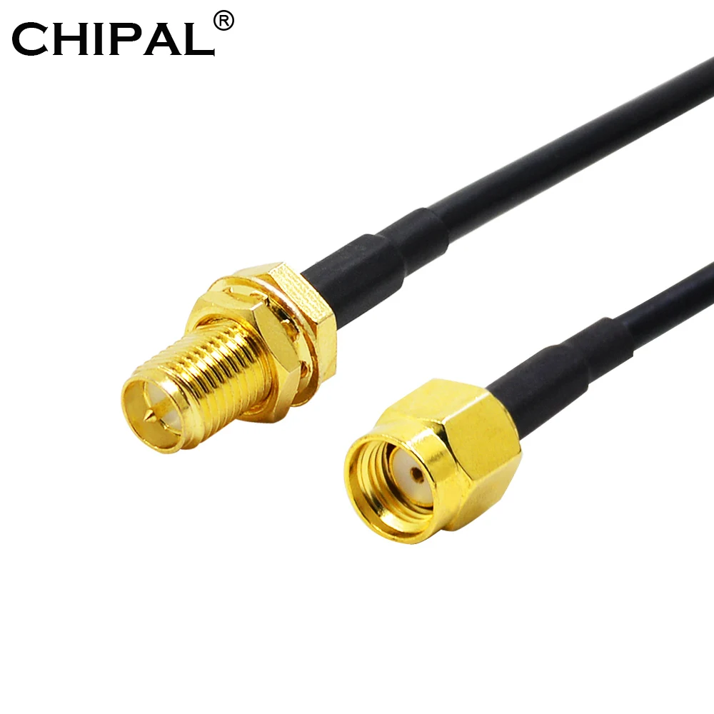 CHIPAL-Cable de extensión de RP-SMA, 10M, 12M, 15M, 20M, RG174, Cable alimentador macho a hembra para Router Coaxial, WiFi, LAN, tarjeta de red, antena del enrutador