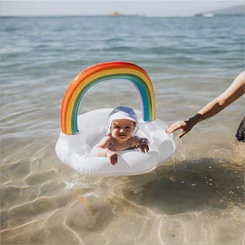 

ins style fashion net red thickened children's sequins rainbow cloud seat ring infant swimming ring baby seat ring for sale