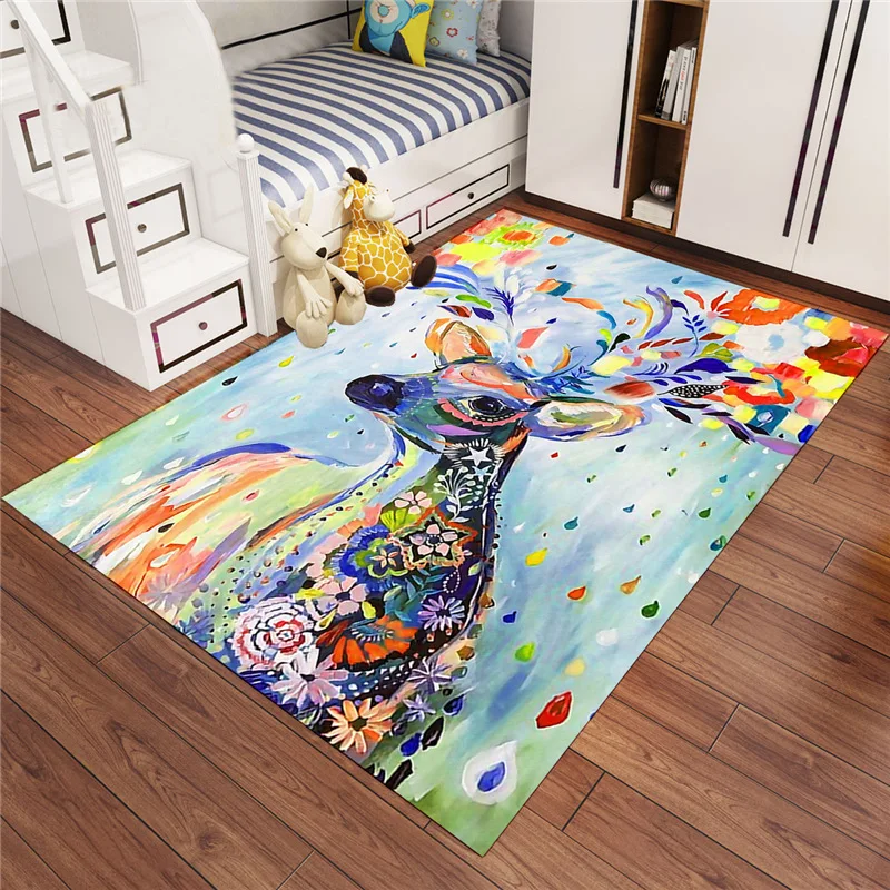 3D принт, ковер с животными, роскошный большой ковер для гостиной, пасторальный стиль, ковер для спальни, коврик для стола, CF