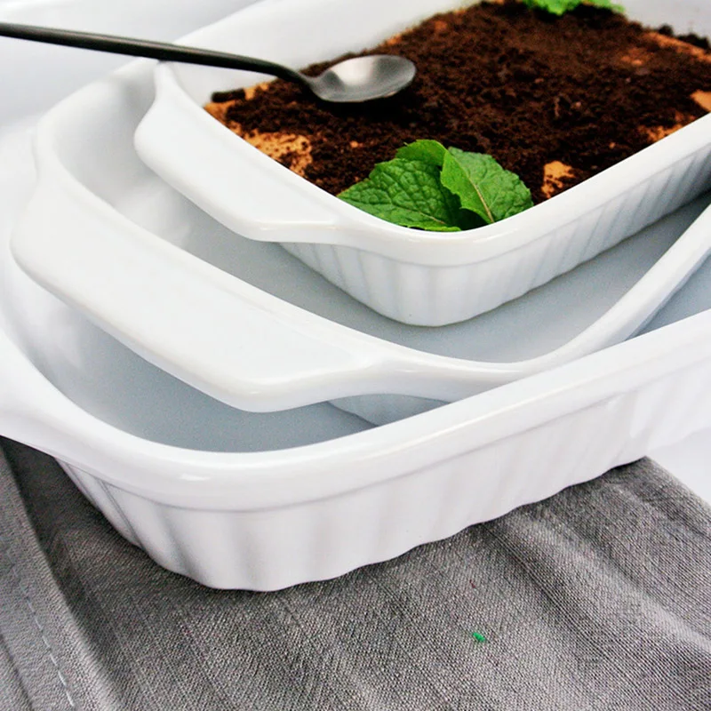 Nordic Style Ceramic Lasagna Bake ware Baker dishes White Ceramic