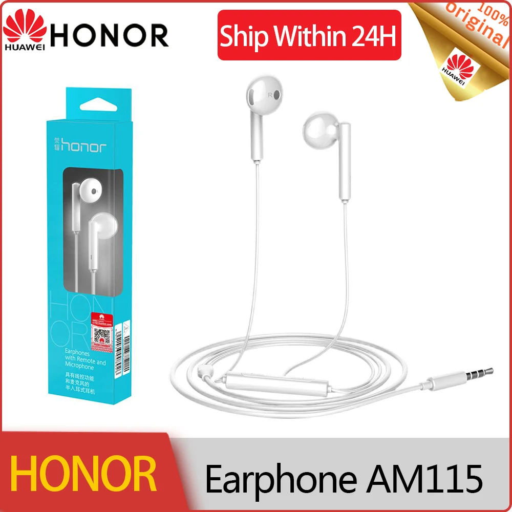 Huawei Honor Earphone AM115 3 5mm In ear Earbuds with Mic Volume Control for Smartphone Huawei P7 P8 P9 Honor 5X 6X Mate7 8 9