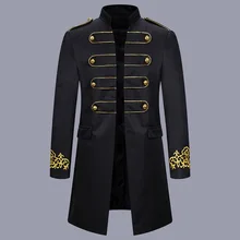 MJARTORIA мужской черный костюм с вышивкой пиджак стимпанк винтажный пиджак-фрак для мужчин Готический викторианский Выпускной сценический костюм Homme