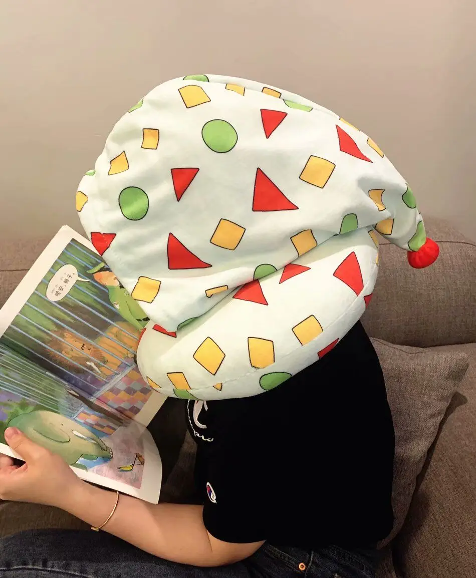 Японская Высококачественная плюшевая u-образная подушка для шеи Crayon Shinchan со шляпой, подушка для путешествий и дома, Подушка для сна, забота о здоровье, мультяшное изображение - Цвет: Pajamas A