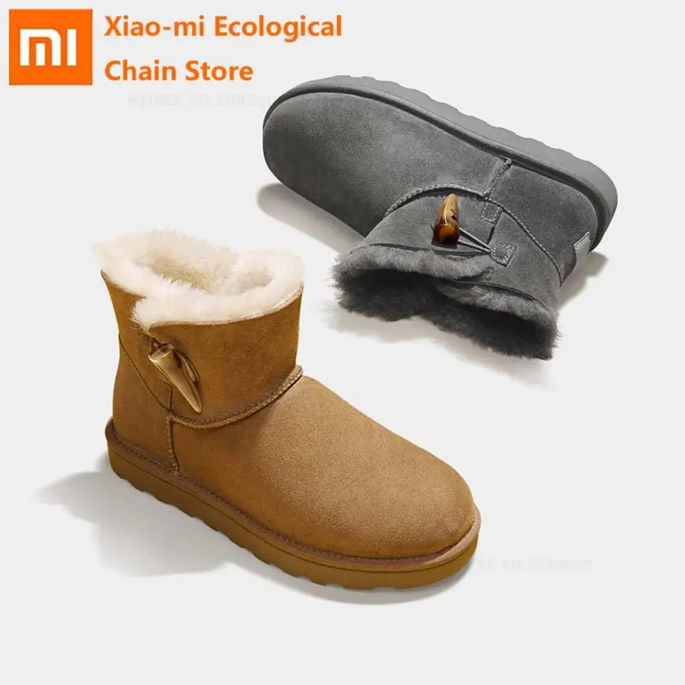 

Xiaomi Qi main Snow Boots Sheep fur one horn buckle ladies leather wool material waterproof water warm shoes anti-slip Sole