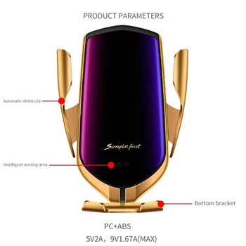 

Car Wireless Charger Phone Charger Bracket Infrared Automatic Clamp Sensor Fast Charging Mobile Phone Holder For IPhone Huawei