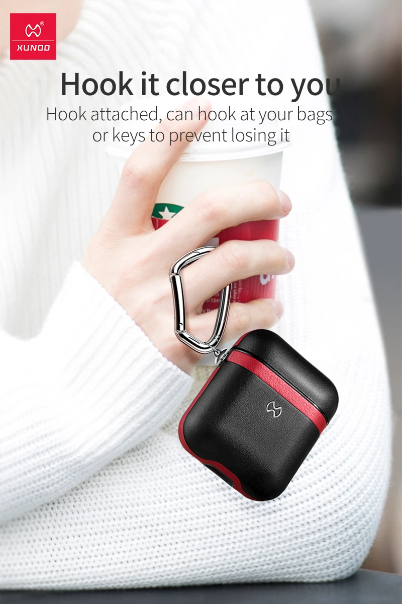 Чехол для наушников XUNDD для Airpods с кожаной текстурой, защитный портативный чехол, легко носить с собой, чехол для Air pods, противоударный чехол
