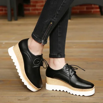 

2019 autumn new flat shoes women fashion simple solid color thick soles increase comfortable casual shoes