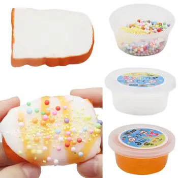 

DIY Cream Beads Toast Slime Kit Fluffy Soft Putty Clay Decompression Kids Toy Exercise the kids' coordination ability
