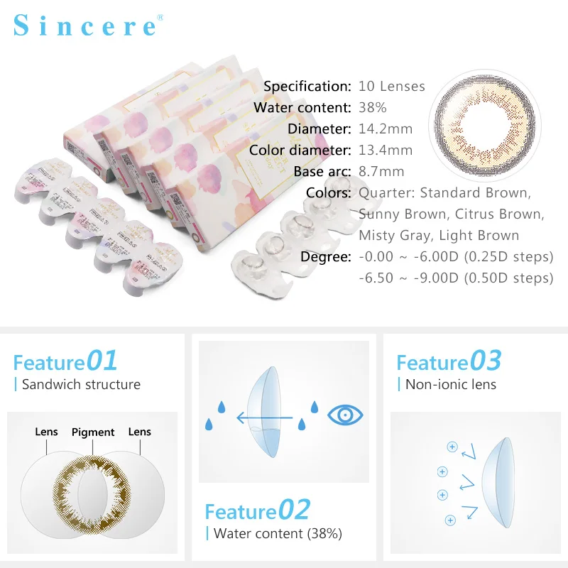 Standard Brown color contact lenses for eyes User select daily 1Day throw vision correction health care 10lenses/pcs