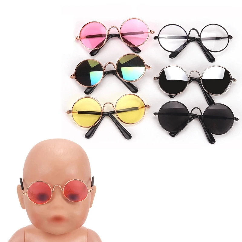 43 см Детские куклы очки Новорожденные стильные солнцезащитные очки в металлической рамке детские игрушки аксессуары подходят американским 18 дюймовым девочкам кукла q1