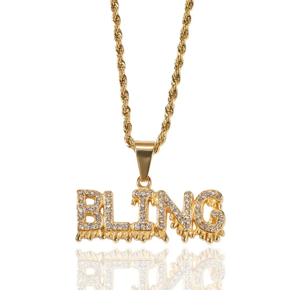 Мужские подвески в стиле хип-хоп, буквы Bling, нержавеющая сталь, никогда не выцветает, высокое качество, мужской хип-хоп, ожерелье, ювелирные изделия, подарки