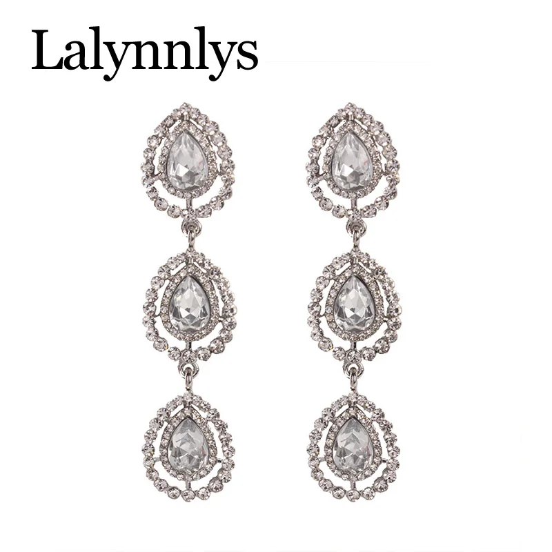 Lalynnlys Новая мода зеленый красный горный хрусталь Кристал капля серьги для женщин вечерние свадебные серьги Винтажные Ювелирные изделия E50971