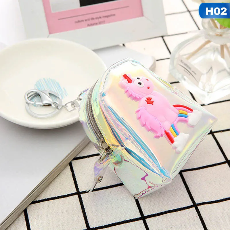 Лазерные Мультяшные Кошельки для монет, креативный прозрачный кошелек с совой \ КАКТУСОМ \ фламинго, Маленькая женская сумка, яркие цветные сумки, мини-кошелек из ПВХ - Цвет: 2