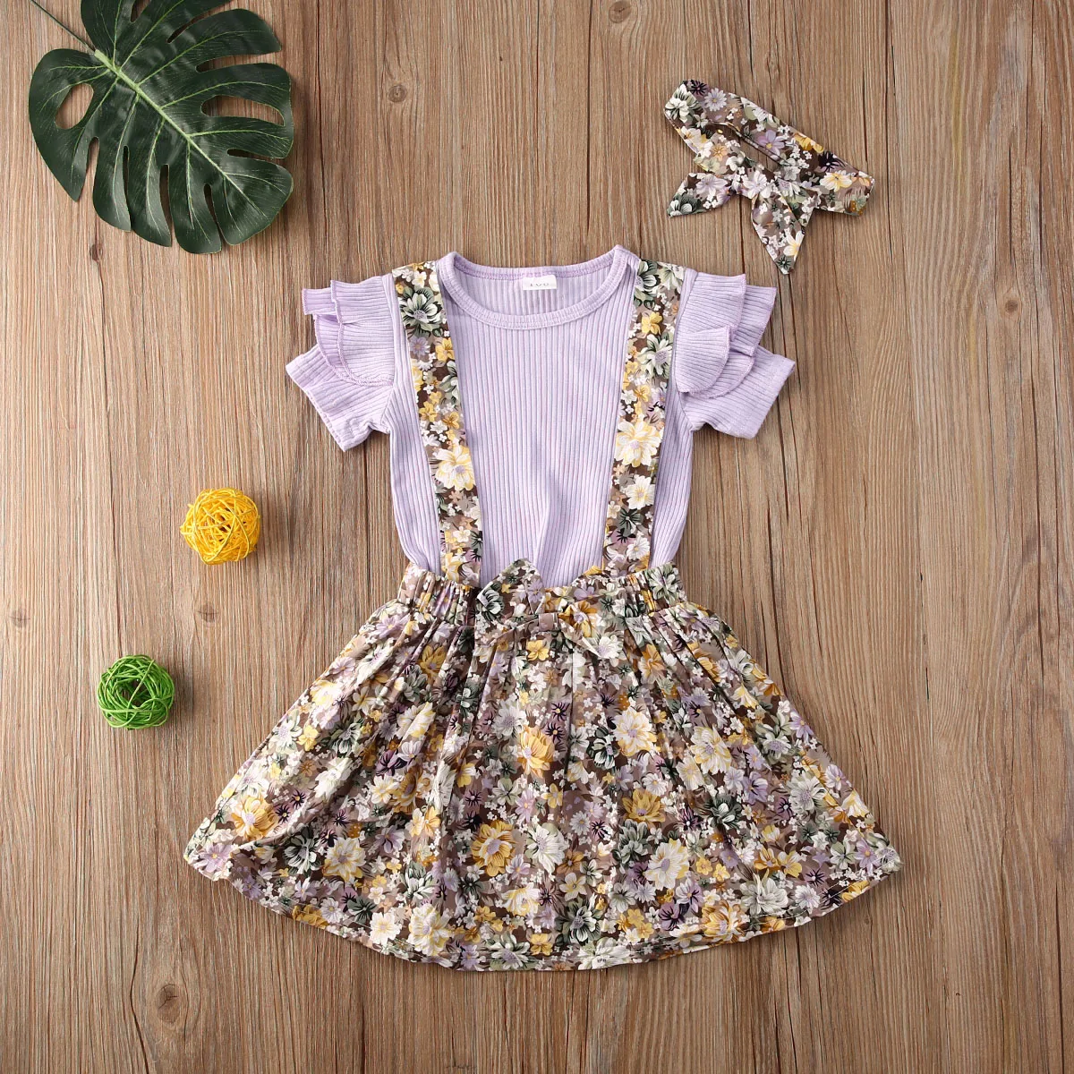 

Summer Newborn Baby Girl Flowers Shoulder Strap Dress T-Shirts Tops Clothes Set