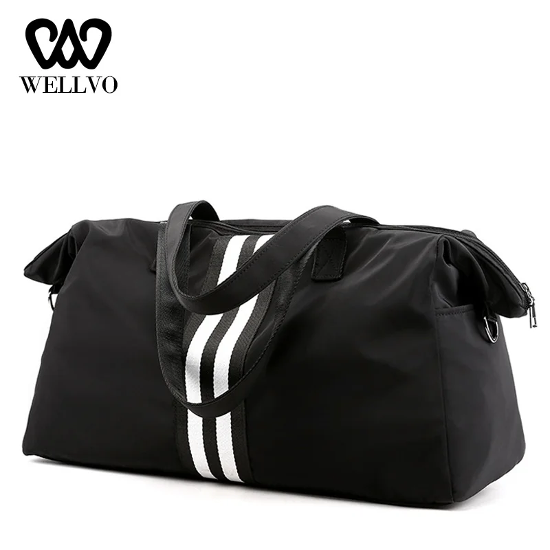 

2019 Casual Waterproof Nylon Men Travel Bags Overnight Duffel Bag Weekend Tote Luggage Crossbody Striped Bag Wholesale XA798WB