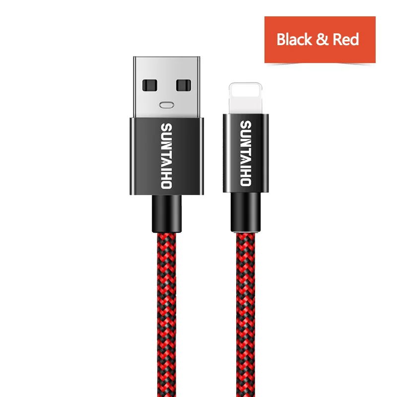Suntaiho usb кабель зарядка для айфона быстрой зарядки быстрая зарядка для iPhone XS MAX кабель для передачи данных USB кабель синхронизации Зарядное устройство для iPhone X 8 плюс 6s зарядное устройство для телефона - Цвет: Black red
