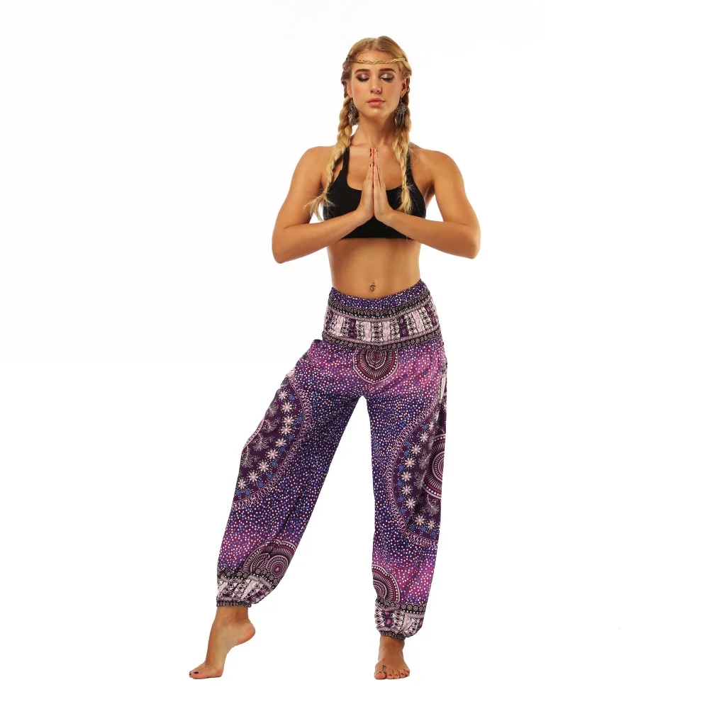 TL005- Purple galaxy floral wide leg loose yoga pant leggings (1)