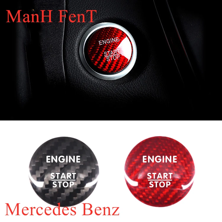 ManH FenT для Mercedes Benz Настоящее углеродное волокно автомобиля звезда стоп двигатель кнопочный переключатель зажигания украшения наклейка крышка