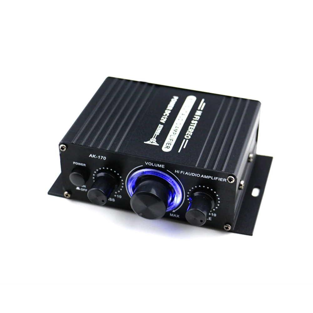 AK170 12 В мини аудио усилитель мощности цифровой аудио приемник усилитель двухканальный 20 Вт+ 20 Вт регулятор громкости низких частот для домашнего использования автомобиля