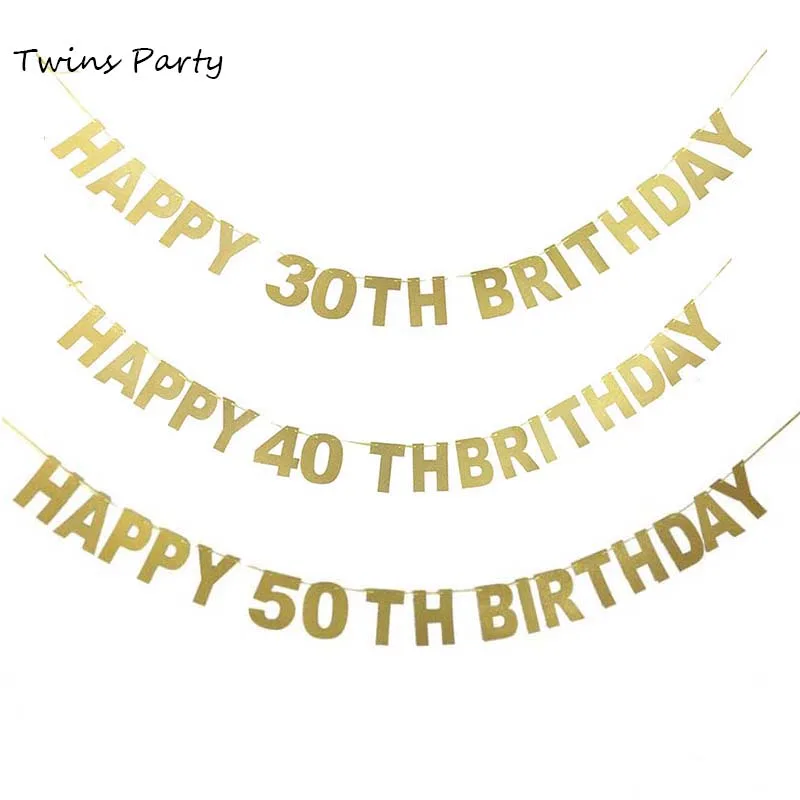 

Twins Party 1Set 30th 40th Happy Birthday Letter Bunting Banner Party Decorations Birthday Supplies Anniversary Decoration