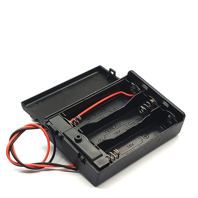 4 Portabatterie AA Con Interruttore - Supporto Plastica Per Batterie, Cavo Collegamento, 3V/1.5V - Foto 4