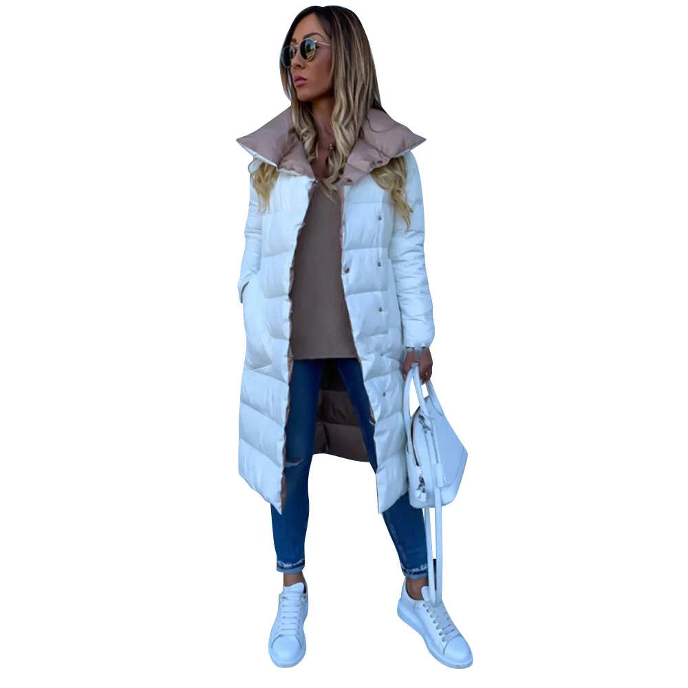 Зимняя куртка женская двухсторонняя хлопковая одежда женские куртки зимняя однотонная дутая куртка пальто Abrigos Mujer Invierno - Цвет: AX328WH