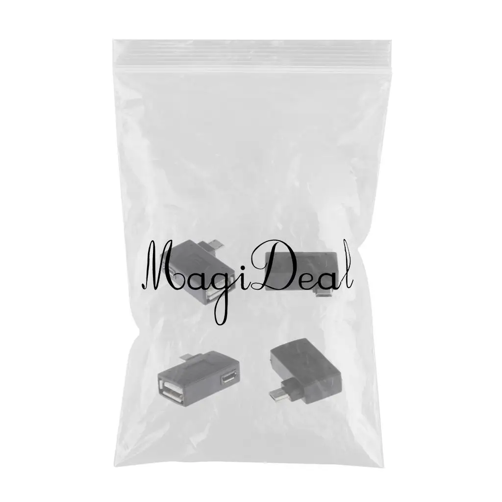 4Pcs 90 Degree Angle Micro USB 2.0 OTG Host Adapter M To F With USB Power