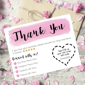 

Personalize Logo Business Name Card， Custom Text Social Medial CardBusiness Thank You Cards, Thank You For Your Purchase