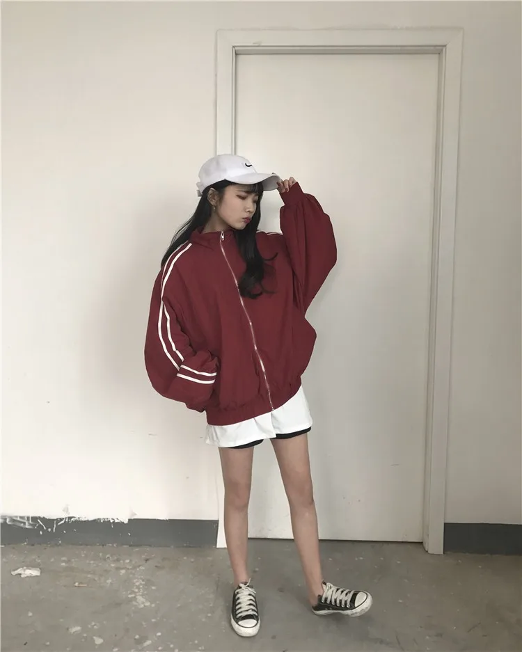 SVOKOR Повседневная тонкая спортивная куртка свободный кардиган на молнии Женская Корейская версия Harajuku короткая куртка
