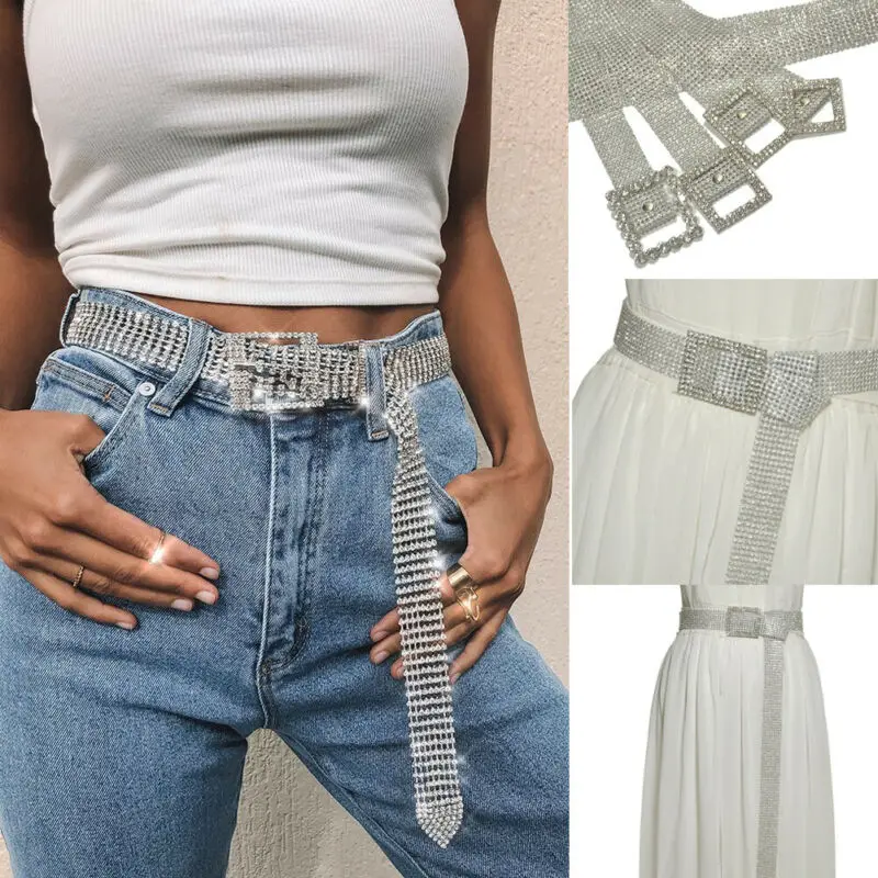 

Fashion Shinny Belt Women Bling Crystal Diamond 1pc Women Bling Crystal Diamond Waist Belt Wide Chain Full Rhinestone Waistband